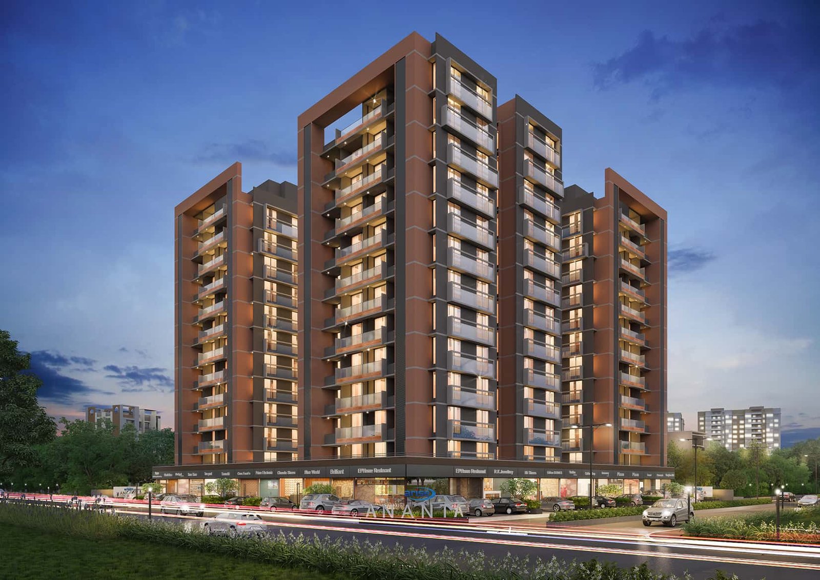 - Arise Ananta – Green Mixed-Use High-Rise in Ahmedabad - Sustainable 2 BHK Apartments & Shops Arise Ananta - IGBC Platinum Pre-certified Arise Ananta Ahmedabad - Radhe Buildcon’s Eco-Friendly High-Rise Arise Ananta - Arise Ananta – Sustainable Mixed-Use High-Rise in Ahmedabad - Eco-Friendly 2 BHK Apartments & Retail at Arise Ananta - IGBC Platinum Green Homes: Arise Ananta by Radhe Buildcon - Arise Ananta exterior with green terraces and modern façade - 2 BHK apartment interior featuring passive design at Arise Ananta - Ground-floor retail shops at Arise Ananta high-rise - Fenestration patterns and broken symmetry on Arise Ananta façade - IGBC Platinum Green Homes certification plaque at Arise Anant
