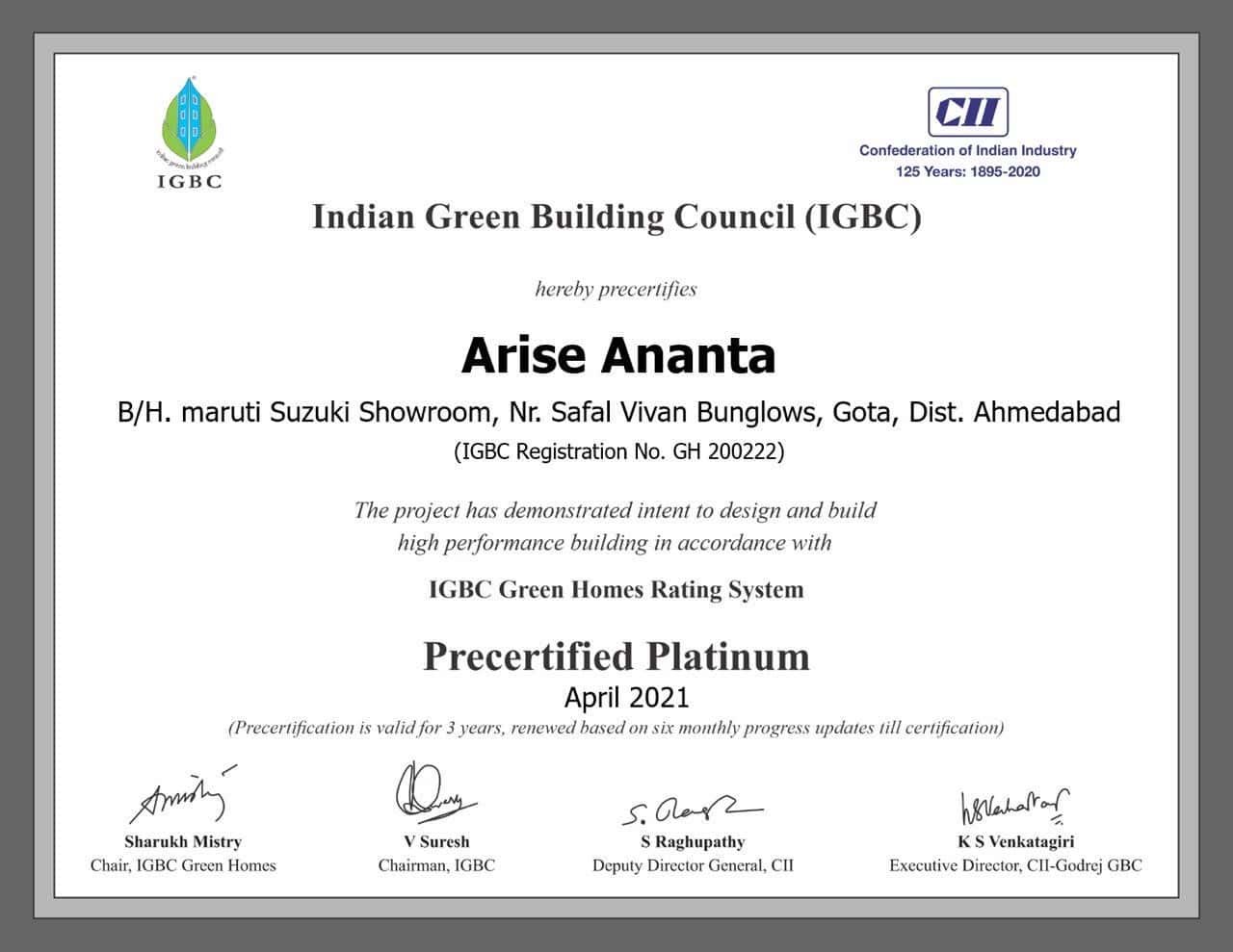 - Arise Ananta – Green Mixed-Use High-Rise in Ahmedabad - Sustainable 2 BHK Apartments & Shops Arise Ananta - IGBC Platinum Pre-certified Arise Ananta Ahmedabad - Radhe Buildcon’s Eco-Friendly High-Rise Arise Ananta - Arise Ananta – Sustainable Mixed-Use High-Rise in Ahmedabad - Eco-Friendly 2 BHK Apartments & Retail at Arise Ananta - IGBC Platinum Green Homes: Arise Ananta by Radhe Buildcon - Arise Ananta exterior with green terraces and modern façade - 2 BHK apartment interior featuring passive design at Arise Ananta - Ground-floor retail shops at Arise Ananta high-rise - Fenestration patterns and broken symmetry on Arise Ananta façade - IGBC Platinum Green Homes certification plaque at Arise Anant