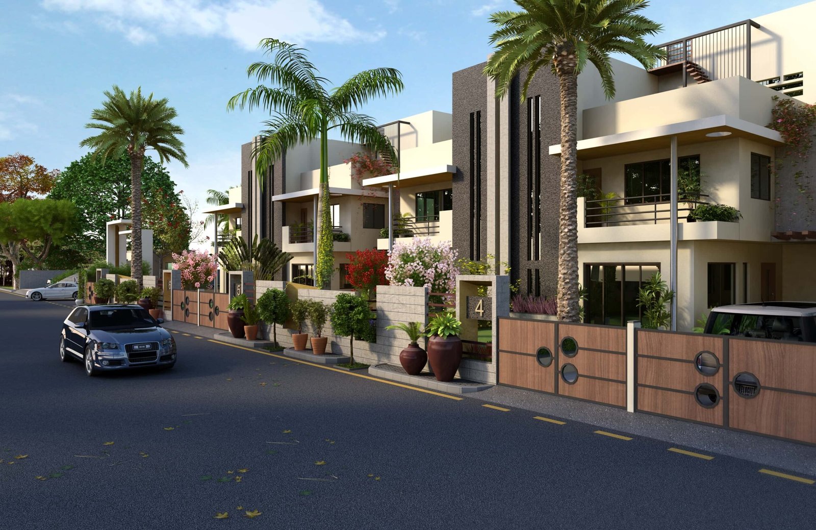 - The contemporary façade of DevVrat Bungalows makes a bold statement with its clean geometric lines and serene landscaping. - Sunlit, open-concept interior at DevVrat Bungalows emphasizes spaciousness and seamless flow. - DevVrat Bungalows’ marriage of modern architecture and lush landscape design creates a tranquil residential retreat. - Premium materials and minimalist décor elevate the interiors of DevVrat Bungalows to a new standard of luxury. - Indoor-outdoor continuity at DevVrat Bungalows transforms everyday living into a harmonious experience.