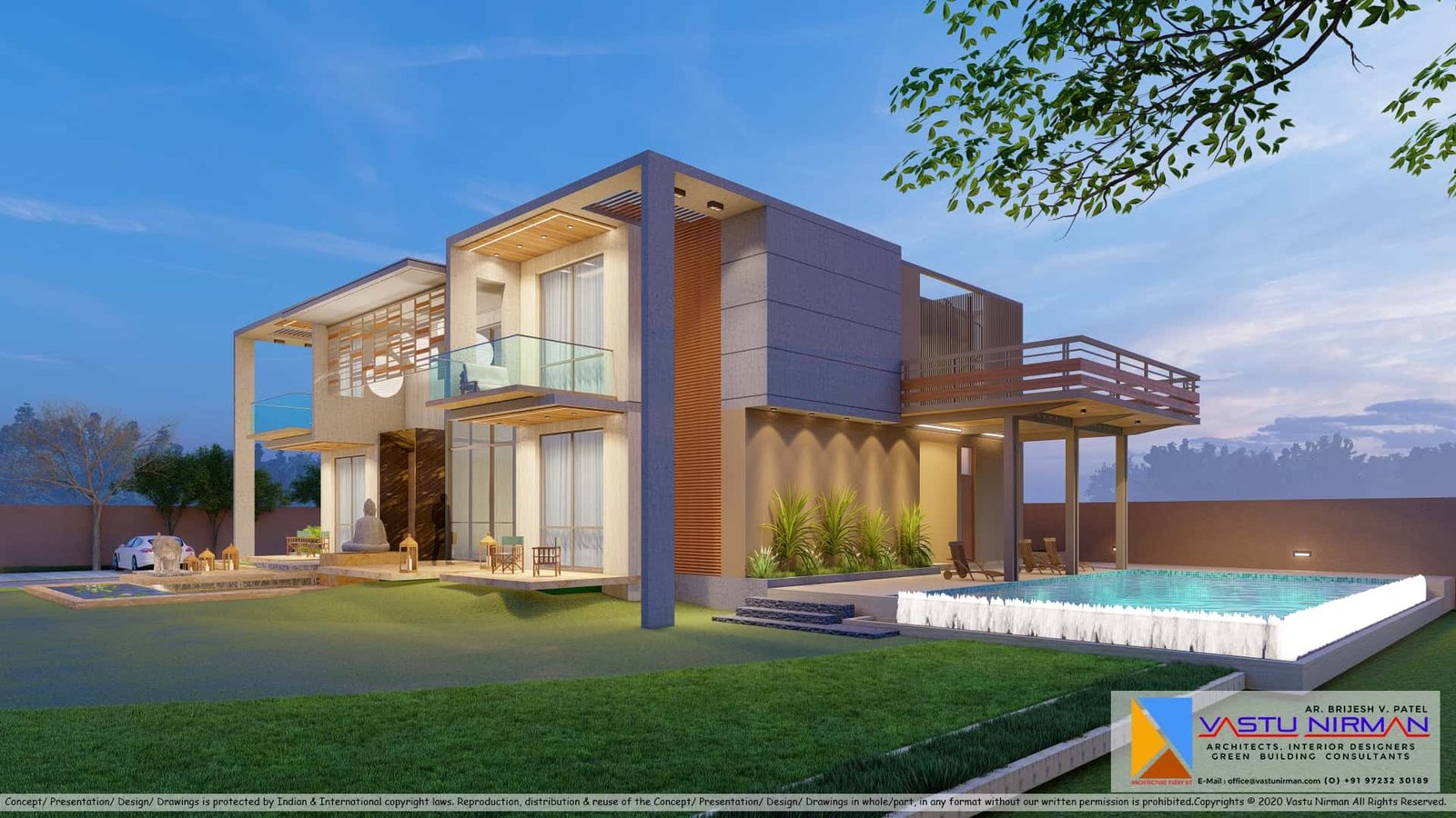 - Farmhouse Elegance Ahmedabad Architecture & Landscape - Timeless Farmhouse Design – Architecture & Interiors - Ahmedabad Farmhouse – Contemporary Meets Tradition - Sustainable Farmhouse Retreat Ahmedabad Design - Timeless Farmhouse Design in Ahmedabad - Farmhouse Elegance – Architecture, Interior & Landscape - Contemporary Farmhouse Living in Gujarat - Exterior of Ahmedabad farmhouse blending traditional and modern lines - Farmhouse interior with luxurious materials and warm color palette - Spacious veranda opening onto manicured farmhouse gardens - Serene garden with water feature at Ahmedabad farmhouse - Rainwater harvesting and native plantings at farmhouse landscape