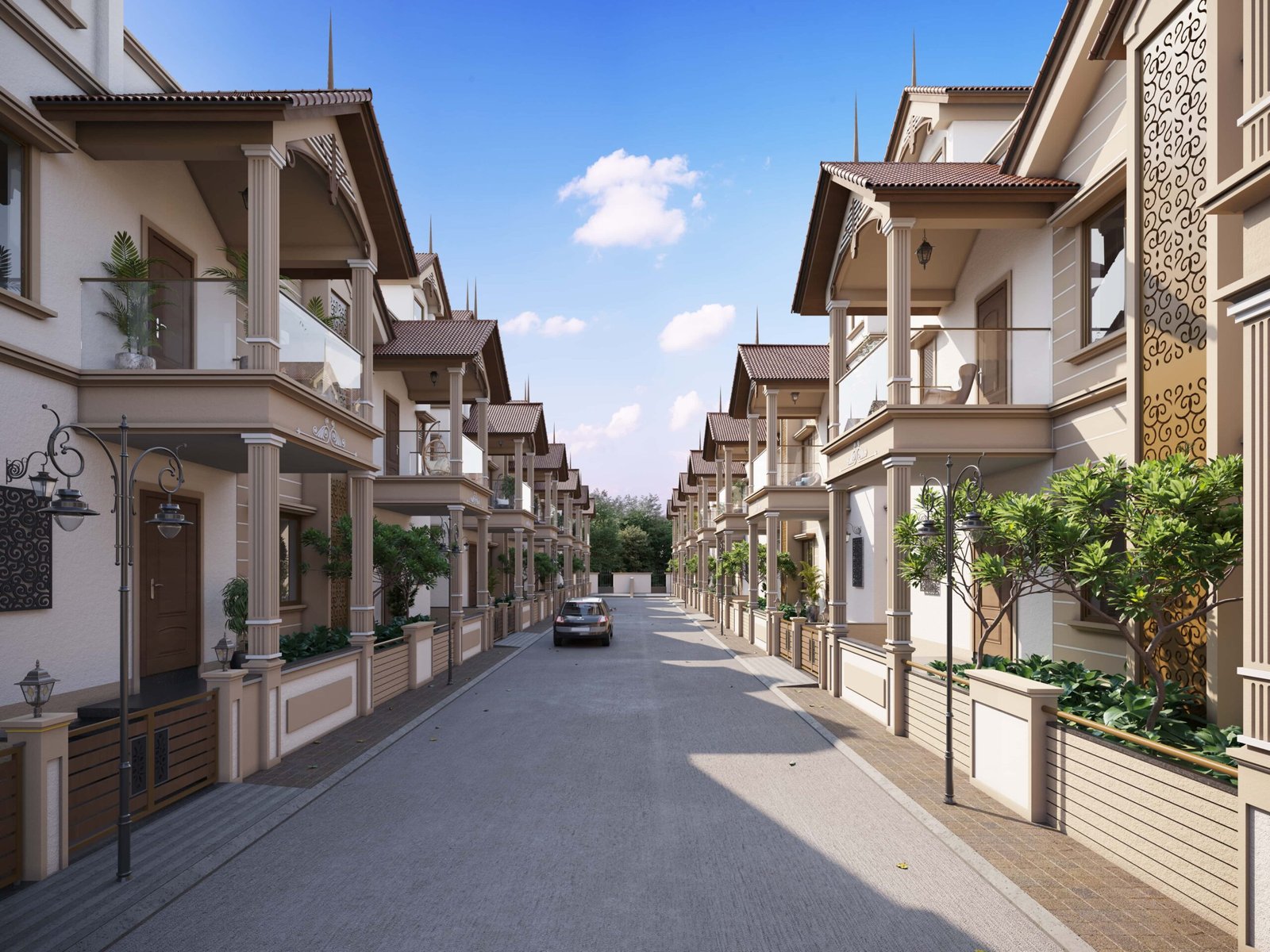 - Kalp Heritage – Colonial Style 3 BHK Bungalows in Mehsana - Kalp Heritage by Shree Hari Buildcon Mehsana Residential Project - Traditional Indian Bungalows with Landscape Design Kalp Heritage - 3 BHK Heritage Bungalows in Mehsana Kalp Groups - Kalp Heritage – Colonial Style Bungalows in Mehsana - 3 BHK Residential Scheme by Shree Hari Buildcon - Kalp Heritage – Traditional Architecture Meets Modern Living - Kalp Heritage entrance with Doric column and colonial façade - Gabled roof bungalow design in Mehsana’s Kalp Heritage - Landscaped open spaces in Kalp Heritage residential scheme - Symmetrical windows and neutral tones in Kalp Heritage bungalows - Community-friendly layout with green areas at Kalp Heritage