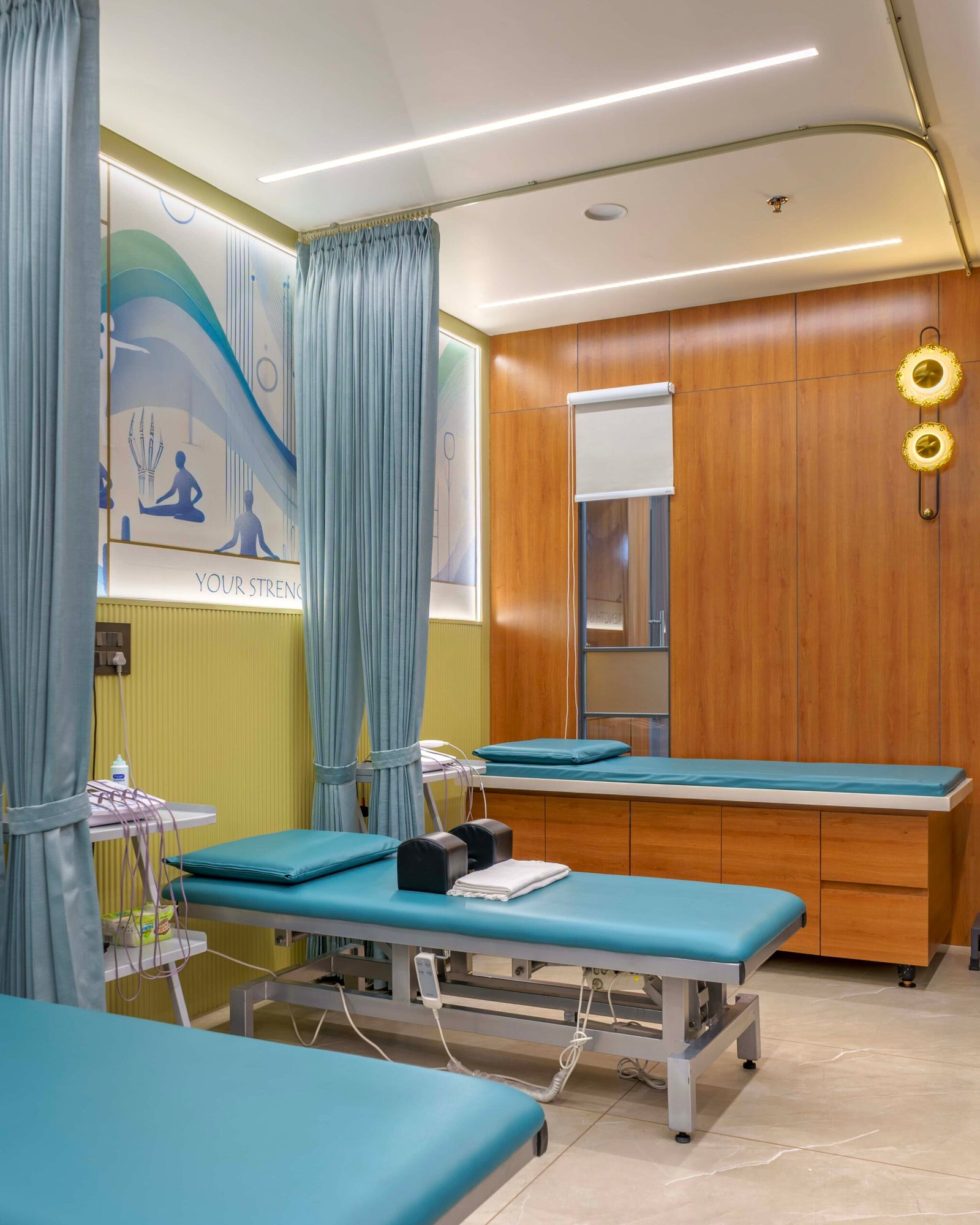 Hospital interior designers in Ahmedabad, physiotherapy clinic design Gujarat, healthcare architects Ahmedabad