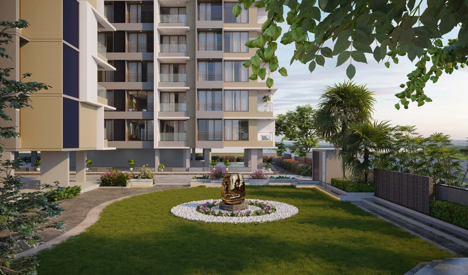 - Shree Hari Eureka twin 3 BHK high-rise towers overlooking GUDA Garden in Gandhinagar - Scenic balcony view from a Shree Hari Eureka 3 BHK apartment with landscaped surroundings - Exterior of Shree Hari Eureka residential high-rise by Akshar Developers in Gandhinagar - Dining area balcony at Shree Hari Eureka capturing natural light and garden vistas - Nighttime façade of Shree Hari Eureka twin towers illuminated against the Gandhinagar skyline