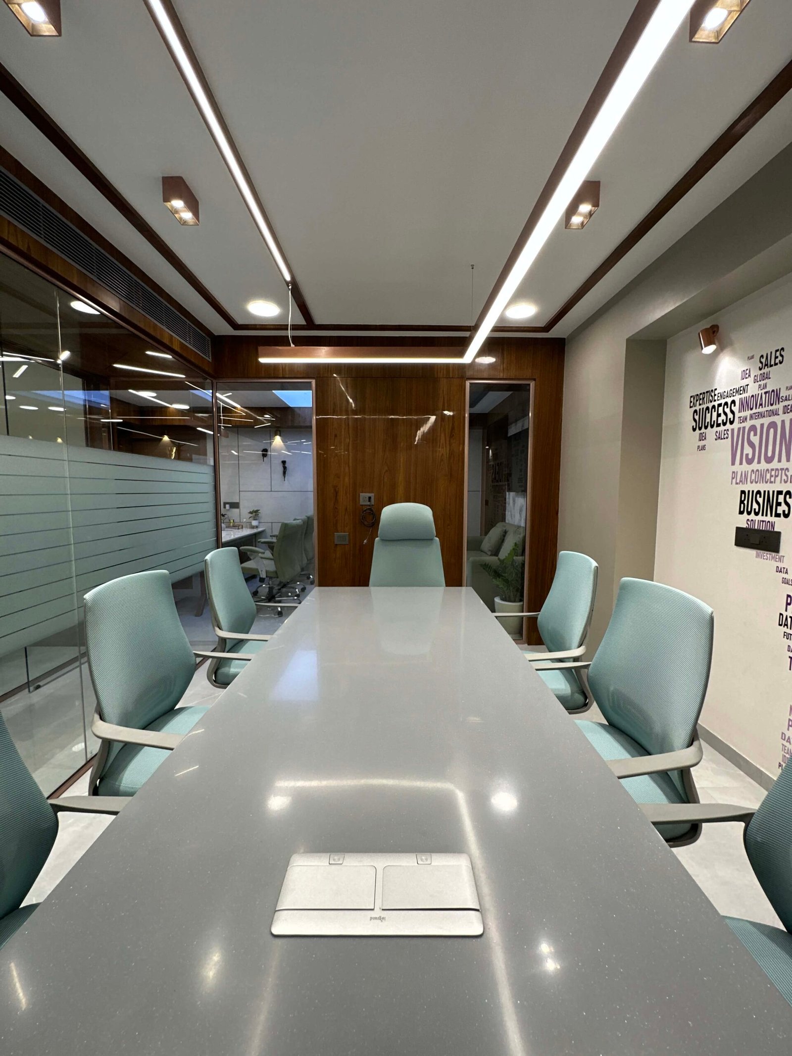 - Verica Pharmaceutical Company office interior with ergonomic workstations and abundant natural light - Collaborative breakout area featuring Verica Pharmaceutical branding and custom wall art - Private executive suite at Verica Pharmaceutical Company showcasing modern office furnishings - Open-plan workspace with flexible seating and soothing color palette at Verica Pharmaceutical - Contemporary meeting room interior with ergonomic chairs and branded accents at Verica Pharmaceutical Company