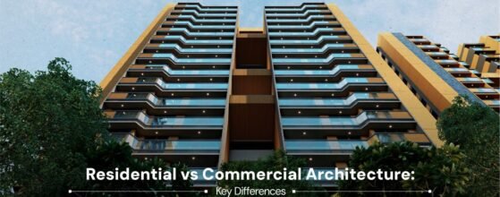 Residential and commercial architecture comparison showcased through a modern building design by VastuNirman - VNA