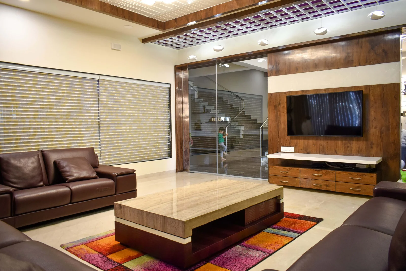 Modern residential interior design in Ahmedabad by Vastu Nirman with natural light and contemporary finishes